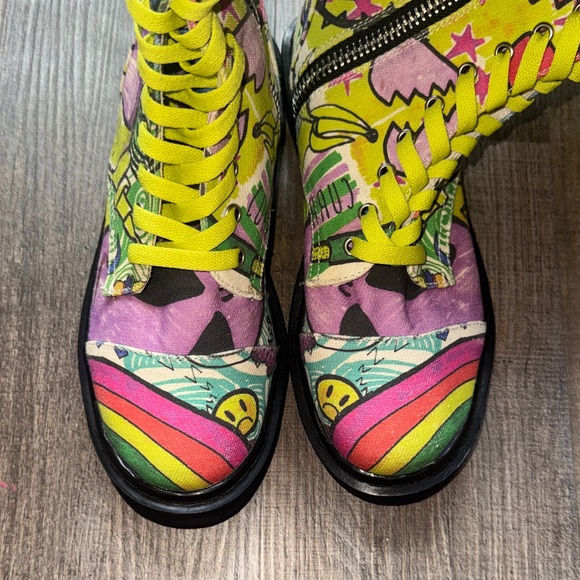 New! Current Mood Multicolor Graphic Combat Boots - Picture 2 of 3